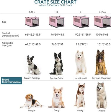 Складана переноска для собак Petsfit M, рожева, для авто і дому, з тканинним чохлом та 3 дверима, для середніх порід