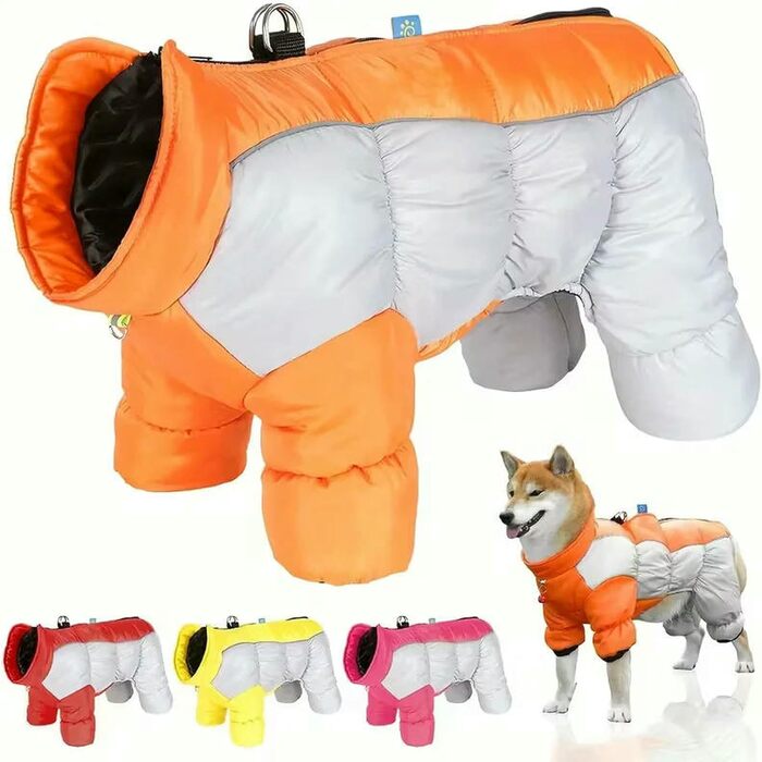 Тепла зимова куртка для собак, червона XXXL: ізольована, з високим коміром та світловідбиваючими елементами