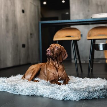 Ортопедичне собаче ліжко iHAPPYDOG з м'якої плюшевої тканини, Memory Foam, для собак маленьких, середніх, великих та XL, водонепроникний та пральний чохол (Сірий)
