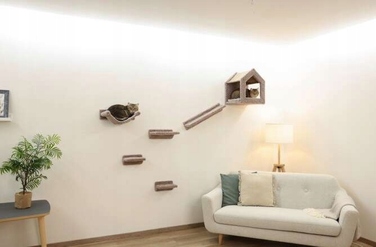 Стіновий ігровий комплекс для котів Kerbl Monte Baldo: будинок, лежанка, полиця та дряпачка (6 елементів)