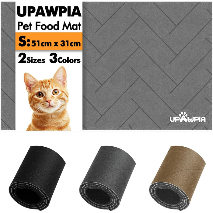 Підкладка під миску для собак та котів, сіра, 31 x 51 см - швидковисихаюча, нековзна, з абсорбентом