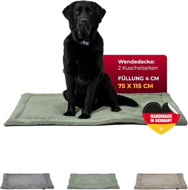 Килимок для собак HS-Hundebett® з декоративним покриттям, XS – Практичний та зручний – М'яка ковдра для собак – Комфортний лежак – Зелений, Виготовлено в Німеччині (75x115 см)