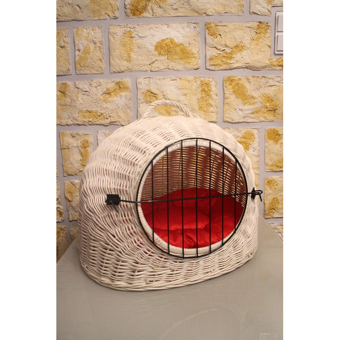 Транспортний кошик для котів, котяча печерка, кошик з плетіння лози з подушкою