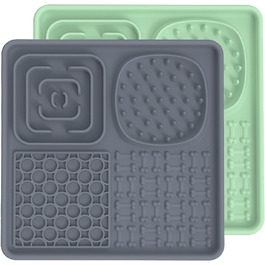 Силіконовий килимок для собак та котів - антистрес, без BPA, з великим присоском (сірий+зелений)