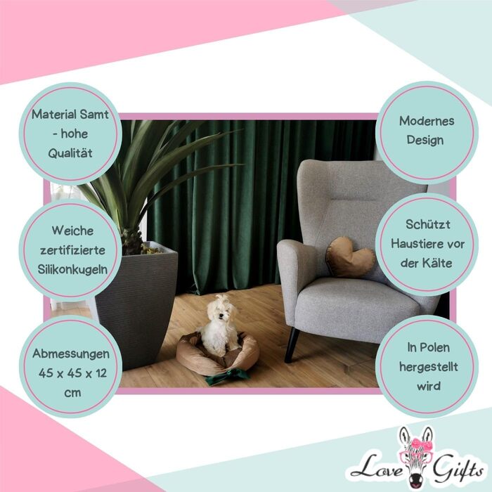 М'яке подушко-ліжко для собак Love Gifts® | Опорне ліжко для собак середніх та маленьких порід | Коричневе