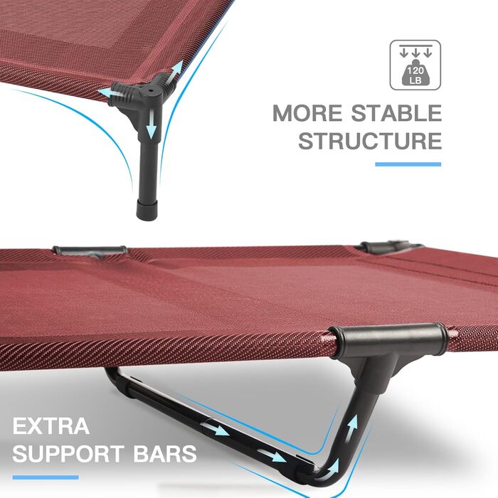 Підвищені лежанки для собак Suddus, червоні, розмір M (великі, червоні). Ідеальні для подорожей та відпочинку. Однотонні лежанки Getaway Solids