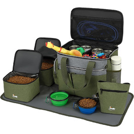 Сумка для собак TAIHOYIN: переноска, набір для подорожей з мисками, килимком та кишенькою для ласощів, зелена