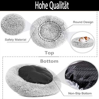 Ортопедичне ліжко для собак XL з піною з пам'яті: овальне, антистрес, плюшеве, для великих та середніх собак. Сіре, зручне, для відпочинку.