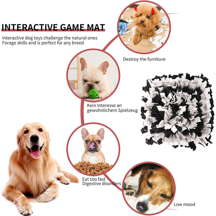 Килимок для нюхання собак IEUUMLER IE075 (45x45 см, чорний+сірий+білий) - тренувальний килимок для собак та котів