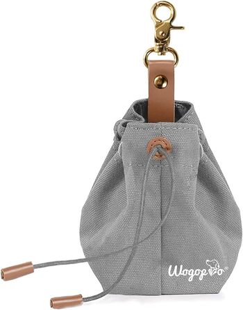 Сумка для корму для собак, канвас, з кліпсою та шнуром, для тренувань собак (сіра)