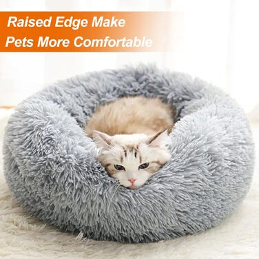 Кругле ліжко для собак та котів, м'яке, зручне, діаметр 50 см, сірий колір