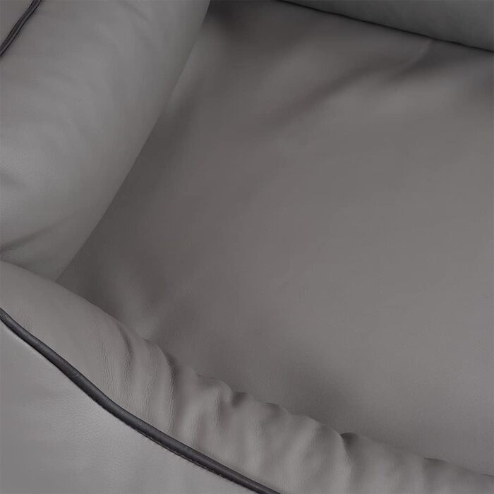 Ортопедичне ліжко для собак Knuffelwuff Montana з штучної шкіри, M-L, 85 x 63 см. Знімний чохол, легко мити, для великих, середніх та маленьких собак (Сірий, L 85 x B 63 x H 23 см)