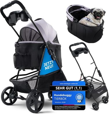 Tierbox Будь-куди: візок для собак до 10 кг, складний, для маленьких собак та котів, рожевий