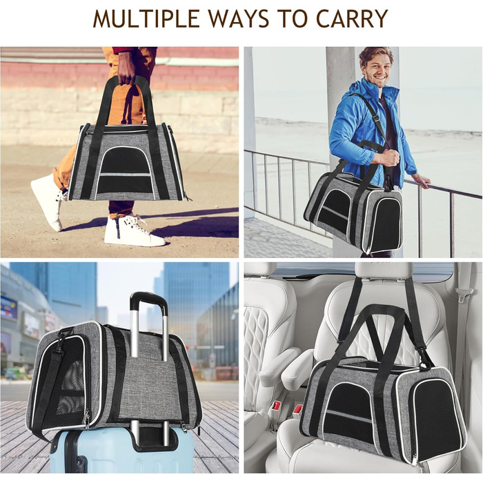 Транспортна сумка для котів HiCaptain, складана, з плечовим ременем, м'яко стьобана, переноска для маленьких собак та цуценят до 7 кг (рожева), 46 x 29 x 30 см