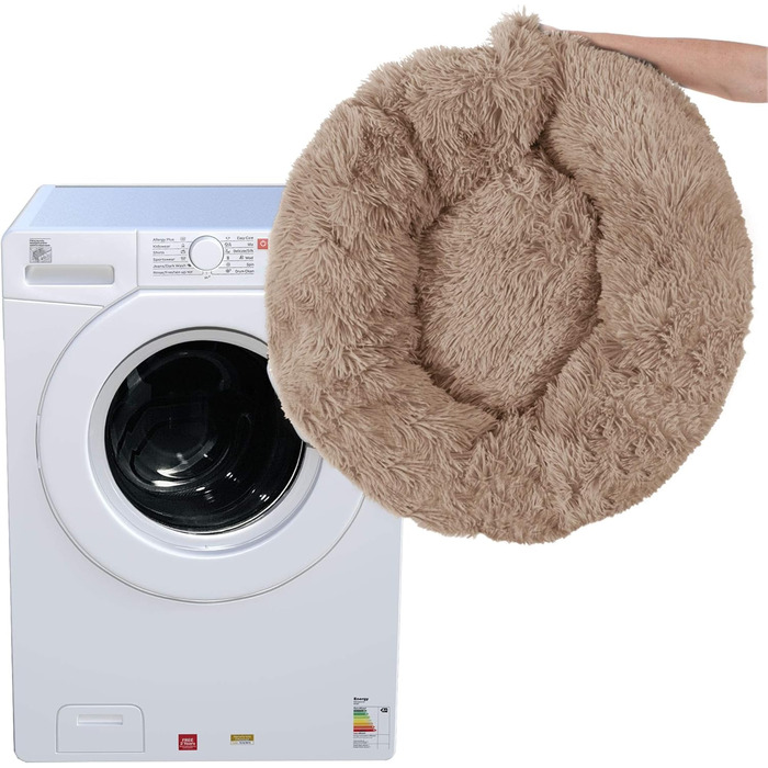 Кругле ліжко для собак Springos з антиковзною основою, м'яке та комфортне (40 см, світло-коричневе)