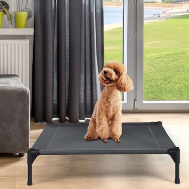 ДрімЕйд: Лежанка для собак на вулицю з дахом, піднята лежанка для собак, місце для відпочинку з тканини, лежанка для домашніх тварин з дахом, місце для сну для великих собак до 40 кг/50 кг, лежанка для тварин для внутрішнього та зовнішнього використання (