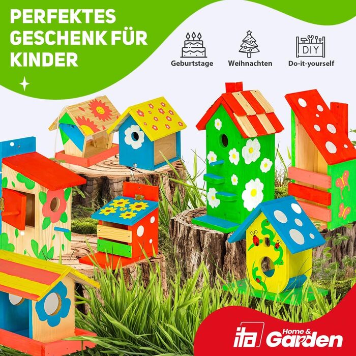 DIY годівничка для птахів: набір для збирання та розмальовки. Комплект включає молоток, цвяхи, фарби та інструкцію. Ідеально для дітей. Бренд Skylark