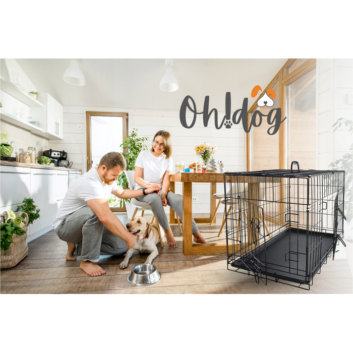 Клітка для великих собак Oh!dog зі сталі з порошковим покриттям, 56 x 90 x 63 см