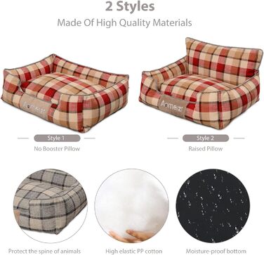 Ортопедичне ліжко для собак PETCUTE, середнього та великого розміру, знімний та миючий чохол, антиковзаюча поверхня, м'яке та комфортне, класичне, червоне
