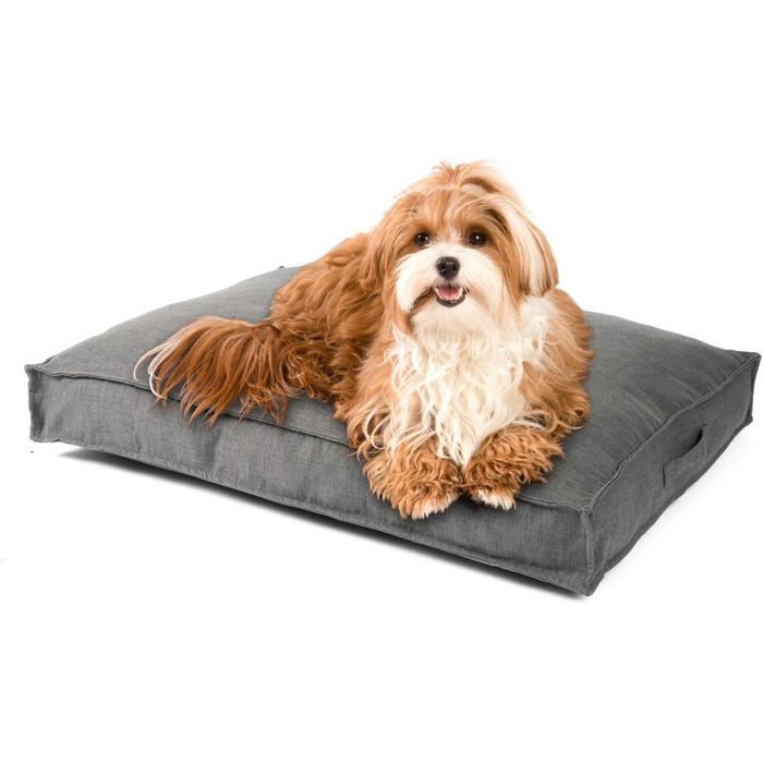 JAMAXX Преміум подушка для собак ортопедична з Memory Foam, чохол з льону, що стирається, захист від вологи, м'яка та комфортна, віскоеластична наповнювач, собаче ліжко PDB1005 (S) сіра 65x50 см
