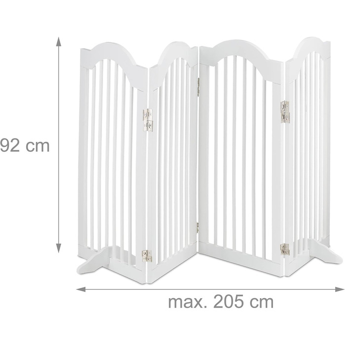 Захисне ворота Relaxdays, самостійно стояче, 92 x 205 см, розкладне, з ніжками, для собак та котів, біле