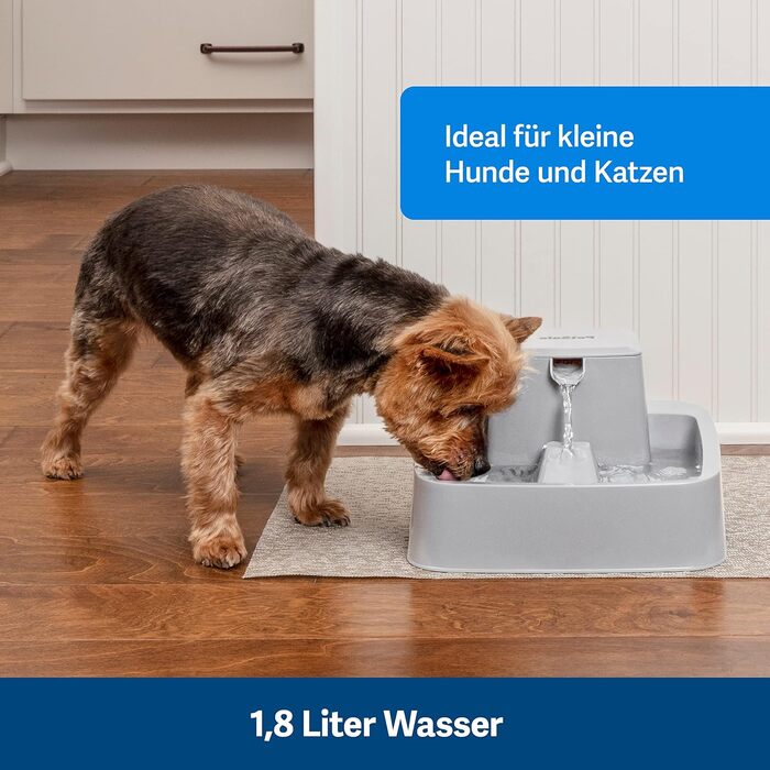 Автоматичний поїльник для собак і котів PetSafe Drinkwell 1,8 л, подвійна фільтрація, BPA-free пластик, сірий