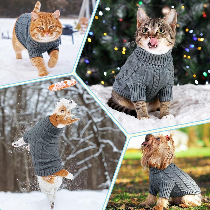 Теплий зимовий пуловер для собак з довгим рукавом, з м'яким коміром-горловиною. Підходить для такс, бульдогів, шнауцерів та інших порід.