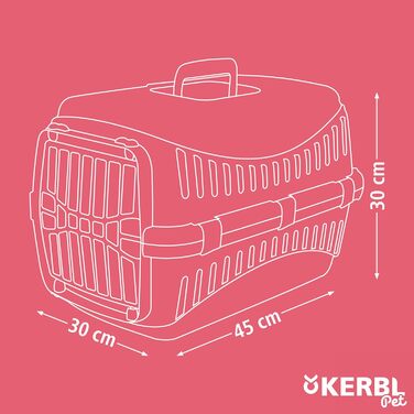 Kerbl Pet Transportbox Expedion: переноска для тварин 45x30x30 см, для котів, собак, кроликів до 10 кг, пластик, зелено-сіра