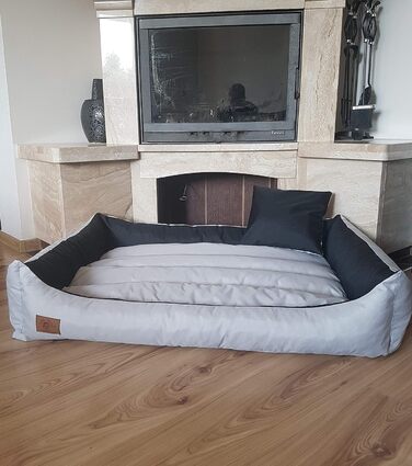 Килимок для собак XXL, лежанка для собак, диванчик для собак з двостороннім килимком (розмір та колір на вибір), 120x90 см, чорно-сірий
