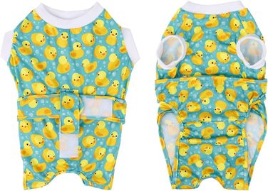 Комбінезон для собак CuteBone Skulls після операції, для котів та собак, запобігає лизанню ран, XS, жовтий качур