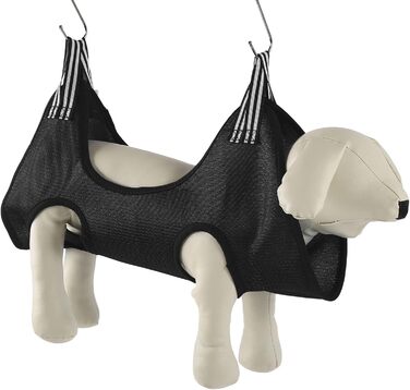 Гамак для грумінгу собак EVTSCAN, чорний, S. З набором для догляду за тваринами: щітка для вичісування та ножиці для стрижки нігтів