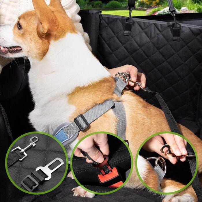 Захист для заднього сидіння автомобіля для собак Kingsleeve® - водовідштовхувальний, стійкий до подряпин, універсальний, з віконцем та фіксацією ременем безпеки