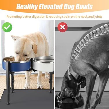 Підвищений годівниця для собак з регульованою висотою та шириною (17-30 см), металева стійка для мисок, підходить для великих, середніх та маленьких собак (миски не входять)