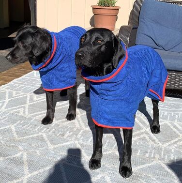 Рушник для собак, халат з мікрофібри, XXL, блакитний: швидковисихаючий, супер вбираючий, з регульованим коміром та поясом