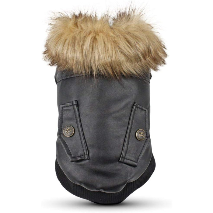 Зимова куртка для собак Namsan з натуральної шкіри, чорна, розмір M, водонепроникна