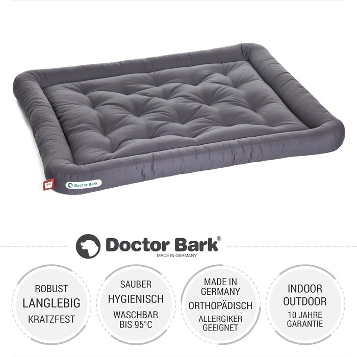 Ортопедичне ліжко для собак Doctor Bark, XL (100x85 см), сірий колір, гігієнічне, міцне та зручне, 95°C