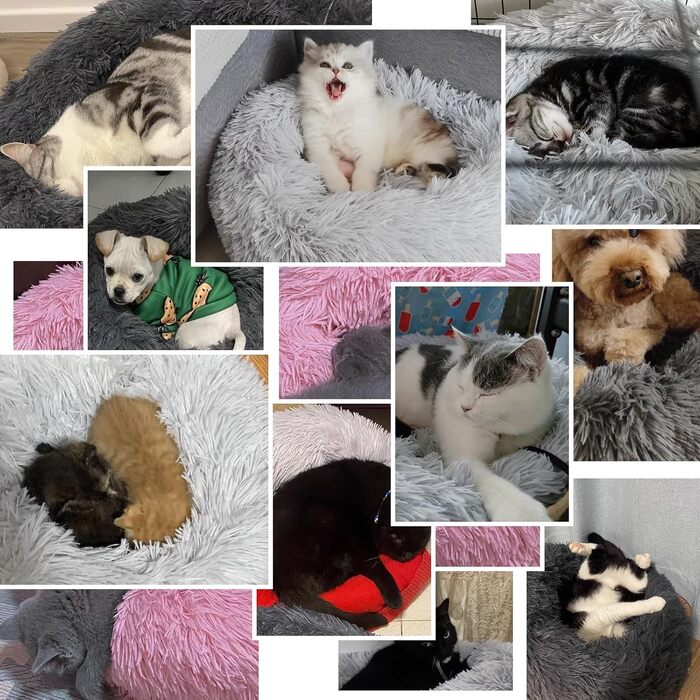 М'яке ліжко для собак та котів, зручне та тепле, 60 см, світло-сірий колір