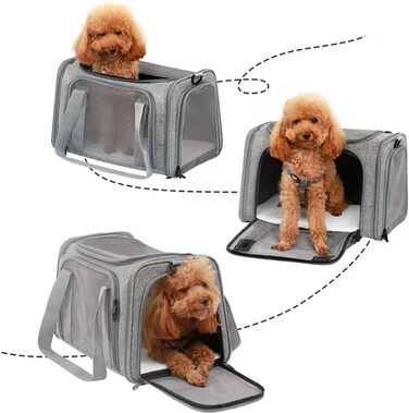 Складана переноска для собак та котів - компактна та зручна для подорожей (сіра)