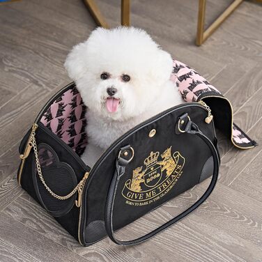 Сумка-переноска для тварин Juicy Couture, стильна чорна дорожня сумка для маленьких собак і котів