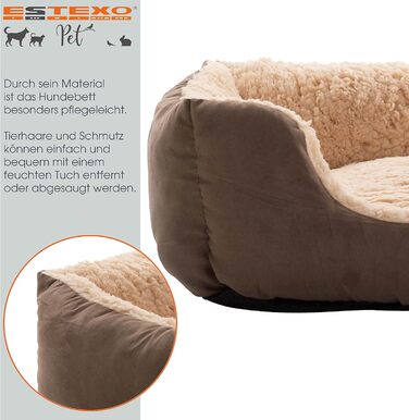 Крісло-ліжко для собак ESTEXO, м'яке, 75x60x19 см, коричневий/бежевий