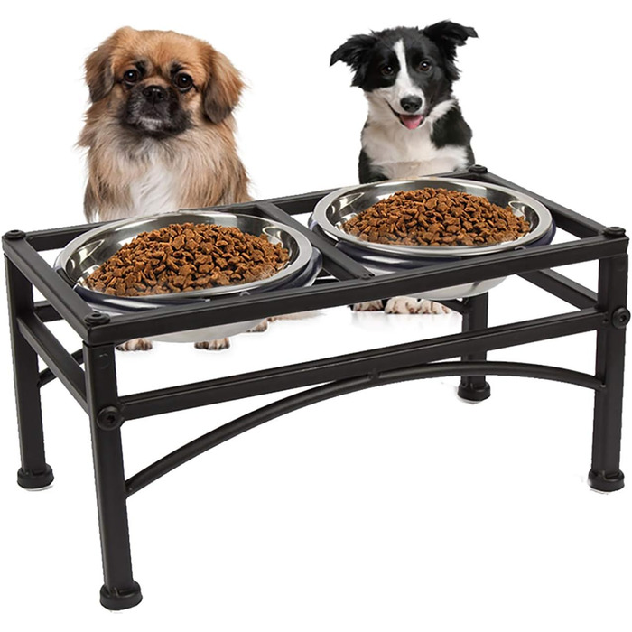 Підвищена годівниця для собак Funkeen з подвійними мисками з нержавіючої сталі, для середніх собак, об'єм 1 кварту