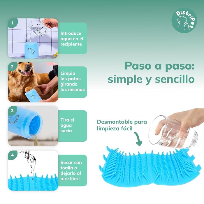 Очисник для лап собак, силіконовий, портативний, знімний, з мікрофібровим рушником, блакитний