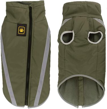 Водонепроникний зимовий теплий одяг для собак FeimaX: куртка з флісовою підкладкою, світловідбиваючі елементи, розмір XXL, оливковий
