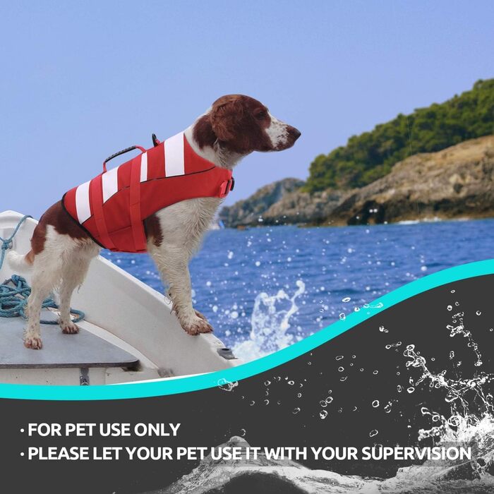 Жилет рятувальний для собак, маленький, ASENKU. Червоний, для такс, чихуахуа, французького бульдога, лабрадора. Регульований, з ручкою для безпеки.