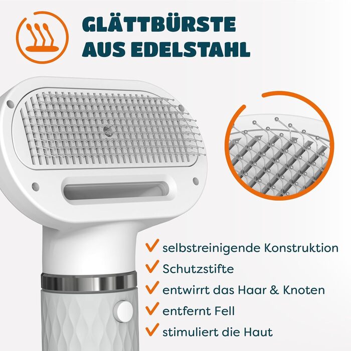 Фен для собак 5-в-1 900W | Фен-щітка для собак та котів | Безшумний, з іонізацією, для всіх порід | Сушарка для тварин