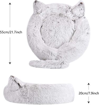 Крісло-гніздо для котів та собак, плюшеве, 55 см, сіре. Зручне ліжко для кота та собаки, антиковзаюче, миється