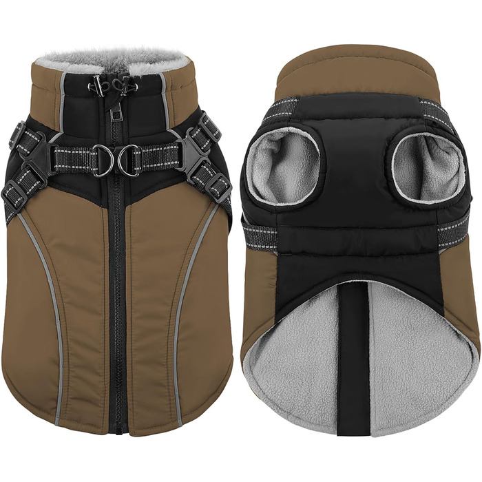 Зимовий теплий водонепроникний теплий одяг для собак Konvinit, розмір L, колір коричневий (обхват грудей 62 см)