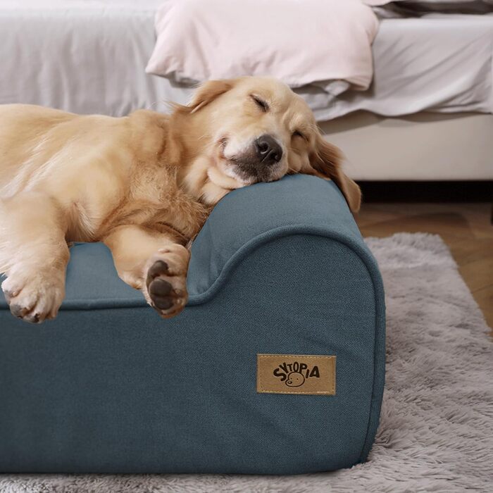Ліжко для собак Sytopia XXL з memory foam, 17.8 см товщиною, ортопедичне, для собак понад 45 кг, водовідштовхувальний чохол, внутрішній шар (XX-Large, блакитний; сірий)