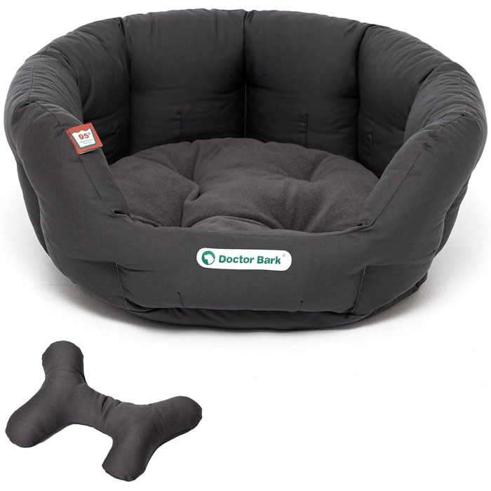 Кругле ліжко для собак Doctor Bark, 50x40 см, сіре, з ортопедичною подушкою, для середніх собак, миється до 95°C, Made in Germany