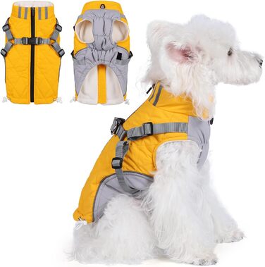 Водонепроникний зимовий одяг для собак Poseca з інтегрованим повідком (жовтий, L)